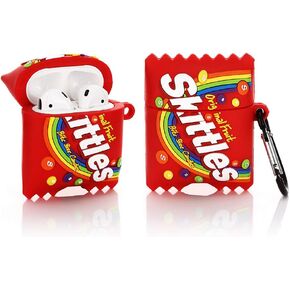 (1 Pack) BGAANM Cute Cartoon Airpods 1/2 Case Silicone Cover with Keychain, Funny Skin Design Headphones Charging Case Protective Cover Compatible for Airpods 1 and Airpods 2