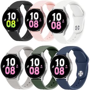 6 Pack Bands for Samsung Galaxy Watch 7 6 5 4 band 40mm 44mm /watch 4 6 classic 43mm 47mm 42mm 46mm,20mm Quick Release Silicone Sport Strap for watch 5pro Active 2 Watch/Watch 3 41mm Women Men