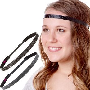 Hipsy Adjustable No Slip Cute Fashion Black Headbands for Women Gift Packs (Black Headband Braid 2pk)