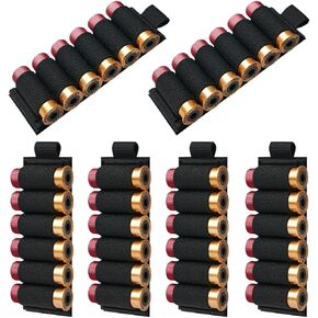 6 Packs 6 Rounds Shell Card Holder | Buttstock Shell Holder | 12/20 Ga Side Saddle Shell Carrier for Rifle Shotgun Cartridge | with Molle Utility Pouch Hook and Loop