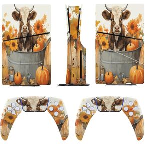 Sticker Skin for Model 5 Slim Disc Painting Baby Cow Pumpkins Skin Accessories Cover Skins Anime Vinyl Cover Sticker Full Set for Model5 Slim Disk Edition