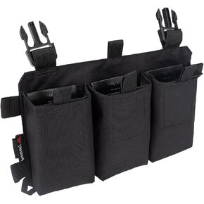 BOMTURN Tactical Triple Mag Open Top Pouches Mag Holders with Quick Release Insert Cap Set for Tactical Vest Mag Insert