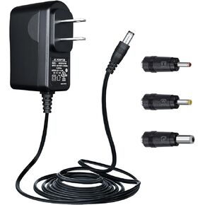 UL Listed 12V 1A 10ft Power Supply Adapter with 3 Tips, 12V 1000mA 12W AC Adapter Charger Replacement for LED Strip Light Keyboard BT Speaker Router CCTV Camera Webcam DVR NVR and More