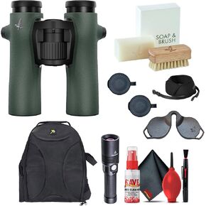 Swarovski 8x42 NL Pure Binoculars (Swarovski Green) with Padded Backpack, Flashlight and 6AVE Binocular Cleaning Kit