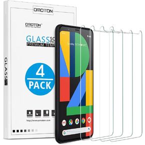 [4 Pack] OMOTON Screen Protector Compatible with Google Pixel 4XL, Tempered Glass Screen Protector for Google Pixel 4 XL 2019 Released, Alignment Frame/Scratch Resistant/Bubble Free