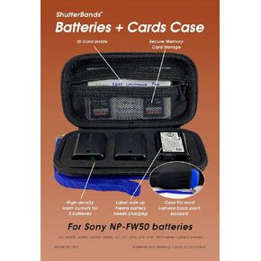 Batteries + Cards Case compatible with Sony NP-FW50 Batteries (Blue)