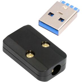 NFHK USB 3.0 Type-A Male Plug Connector Solder Type with Aluminum Alloy Shell Black Customization for 6.0mm Cable