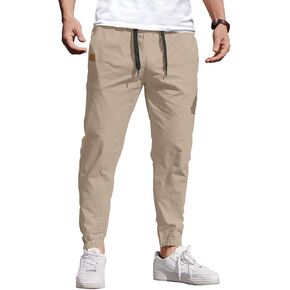 COOFANDY Mens Casual Joggers Pants Cotton Elastic Waist Drawstring Chino Cargo Pants Hiking Outdoor Track Sweatpants