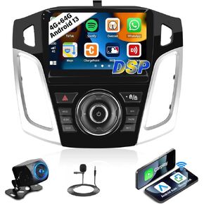 UNITOPSCI 4G+64G Android Car Stereo for Ford Focus 2012-2018 مع CarPlay اللاسلكي Android Auto Bluetooth 5.0 GPS Navigation Mirror Link 1280*720 شاشة تعمل باللمس DSP 32 EQ FM/RDS WiFi + ميكروفون كاميرا احتياطية in Kuwait