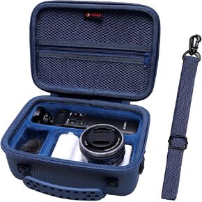 XANAD Hard Case for Sony Alpha ZV-E10/ZV-E10L/ ZV-1/ZV-1F Camera Vlogger Accessory Kit Tripod (GP-VPT2 BT) and Microphone - Carrying Storage Bag（Blue）