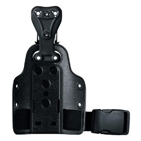 Safariland 6004UFA and 568BL on Single Strap Leg Shroud with QLS 22 Receiver, Plain Black Finish, Left Hand