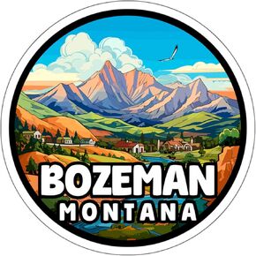 Bozeman Montana Sticker Travel Weatherproof Souvenir Decal Vinyl Small Waterproof for Water Bottle Mug Passport Notebook Laptop Computer Phone Car Stickers Size 4" ID44990