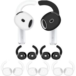 LOVE MEI 5 Pairs Ear Hooks for AirPods 4,Anti Slip Ear Tips Accessories Sport Ultra Thin Slim Soft Silicone Ear Tips Earbuds Gel Cover Compatible with AirPods 4th Generation (White&Black)