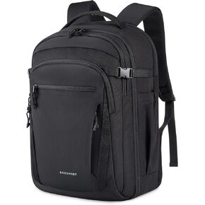 BAGSMART Travel Backpack for Men Women, Carry On Backpack Flight Approved TSA Friendly with USB Charging Hole Lightweight Weekender Bag Casual Daypack 17.3 Inch Laptop Business Work Backpack, Black