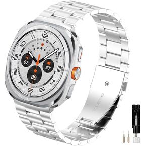 Compatible for Samsung Galaxy Watch Ultra Band 47mm, No Gap Stainless Steel Band Replacement Metal Strap for Galaxy Watch Ultra 47mm Men Women