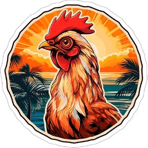 Chicken Sticker Decal Vinyl Small Waterproof for Water Bottle Mug Passport Book Scrapbook Notebook Laptop Tumbler Skateboard Computer Phone Size Funny Gift Car Stickers ID44990