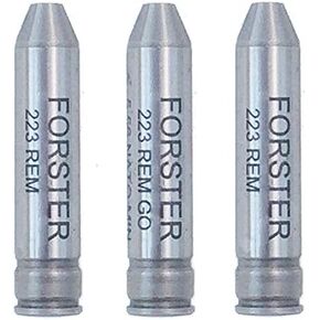 Forster Products 223 Remington GO, NO-GO, & Field Headspace Gauge Set, SAAMI Dimensioned, Rimless, Hardened Steel, Precision Ground