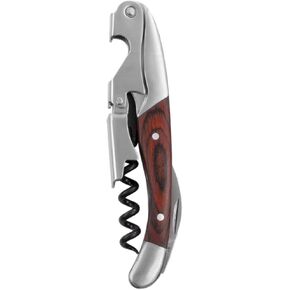 Twine Country Home Double Hinged Wood Corkscrew, Rosewood Inlay Wine Key, Bar Tool, Wine Opener, 4.75"
