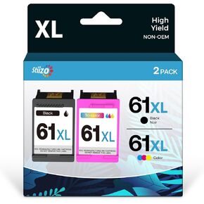 61XL Ink Cartridge Combo Pack Compatible for HP 61XL Ink Work with HP Envy 4500 5530 5534 5535 Deskjet 1000 1010 2540 2541 3050 OfficeJet 4630 4635 2620 Printers Remanufactured (2 Pack)