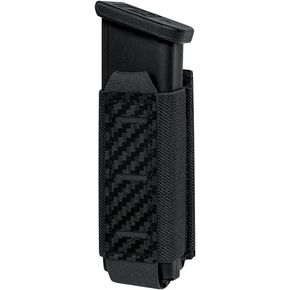 Pistol Mag Pouch 9mm Single Magazine Pouches MOLLE Holder,for M1911 92F 9mm .40 Magzines Flashlight Holster, with Carbon Fiber Patterned PP Plate Construction