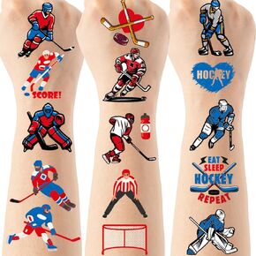 Ice Hockey Party Temporary Tattoos - 8 Sheets Sports Themed Birthday Party Favors, Hockey Party Supplies Decorations, Treat Bag Stuffers for Kids Boys Men, Classroom School Prize in Kuwait