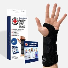 Doctor Developed Thumb Brace for Arthritis, Thumb Support for Men & Women, Trigger Thumb Spica Splint, Thumb Splint for Right Hand & Left- With Handbook (Black, Single)