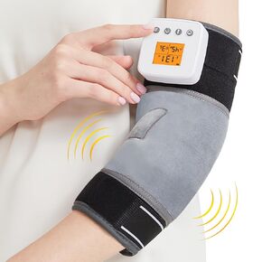 AOBOCO Cordless Elbow Massager with Heat and Vibration - Heated Elbow Brace Wrap for Tendonitis and Tennis Elbow, Portable Elbow Heating Pad to Keep Elbow Warmers for Men Women Elders