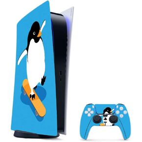 MightySkins Gaming Skin for PS5 / Playstation 5 Digital Edition Bundle - Skater Penguin | Protective Viny wrap | Easy to Apply and Change Styles | Made in The USA