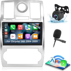 EKAT for Chrysler 300 2004-2009 [2+64G] Android Car Stereo with Wireless Carplay and Android Auto - 9 Inch Touchscreen Radio with EQ DSP, GPS, WiFi, FM RDS + AHD Backup Camera