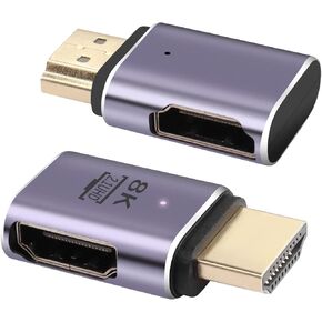 PNGKNYOCN 8K HDMI Adapter，2 Pack 48Gbps 2.1 HDMI Male to Left Angle HDMI Female Extension Adapter Support 8K@60Hz, 4K@120Hz, HDR, eARC（Left Bend）