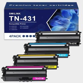 TN431 TN-431 Toner Cartridge 4-Pack Replacement for Brother TN431 TN-431 TN431BK TN431C TN431M TN431Y for HLL8360CDW MFCL8900CDW HLL8260CDW MFCL8610CDW HLL8360CDWT Printer (Black Cyan Magenta Yellow)