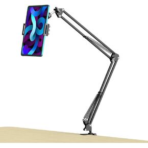Anivia Overhead Video Stand Phone Holder Articulating Arm Phone Mount,Articulating Phone Stand Tablet Table Top Scissor Boom Arm,Phone Holder for Streaming Phone Baking Crafting