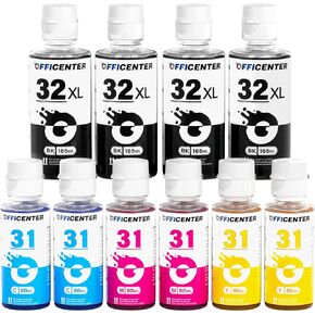 10 Pack 32XL Black Ink Bottle, 31 Ink Bottle Set Compatible for HP Smart Tank 5101 7301 6001 7602 5000 7001 5103 5102 Ink, Smart Tank Plus 651 551 455 457 450 Ink Refill