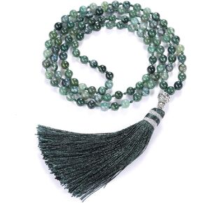 Top Plaza Womens 108 Mala Prayer Beads Wrap Necklace with Long Tassel Healing Crystal Stone Necklaces Yoga Meditation Reiki Quartz Jewelry