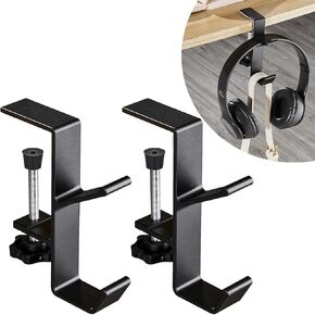 2in1 Headphone Stand,2025Adjustable Headset Stand PC Gaming Accessories for DEST,Desk Headphone Holder Hanger Mount,Under Desk Clamp Hooks Mount Headset StandDesk Headphone Hanger Hook,2Pack