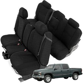 Seat Covers Compatible with 2003-2006 Chevy Silverado LT Double Cab Back Seat Cover, 600D Custom-Made Heavy Duty Rear 60/40 Split Bench Seat with Armrest