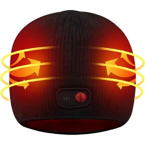 MMlove Rechargeable Heated Hats for Men Women Electric Heated Beanie Hat, Battery Heat Cap for Fishing Skiing Motorcycling