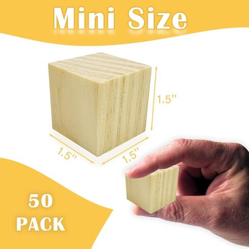 Cheardia 30 Pack 2 Inch Wooden Blocks for Crafts, Unfinished Wood Cubes Square Blank Block for Crafts Making, DIY Decor in Saudi Arabia