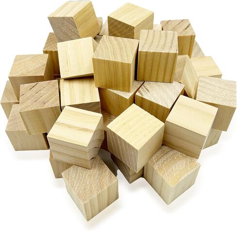 Cheardia 30 Pack 2 Inch Wooden Blocks for Crafts, Unfinished Wood Cubes Square Blank Block for Crafts Making, DIY Decor in Saudi Arabia