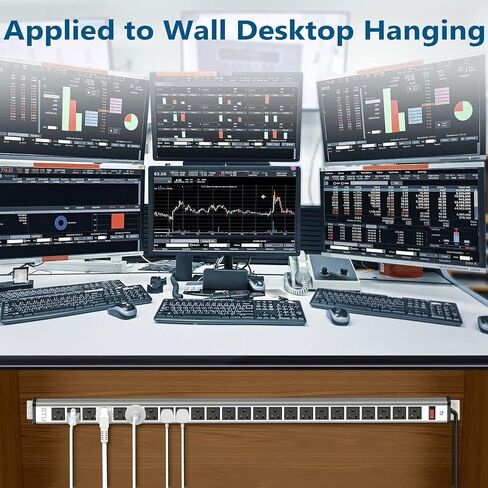 BTU Long Heavy Duty Power Strip 24 Outlet Large Metal Power Strips Garage Workshop Commercial Industrial Power Strips with Circuit Breaker.10FT Cord 15A 125V 1875W (Black) in Kuwait