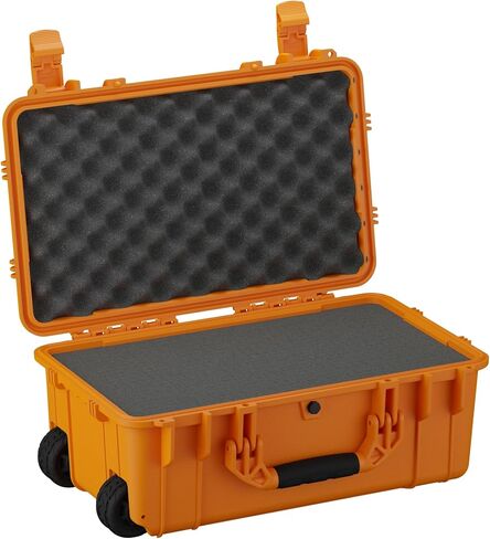 Condition 1 22" Large Rolling Lockable Hard Storage Case with Foam, Model 300, Waterproof Protective Box for Camera, Tactical, Scientific Gear, Made in USA, 21.84"x13.82"x9", Red in Kuwait
