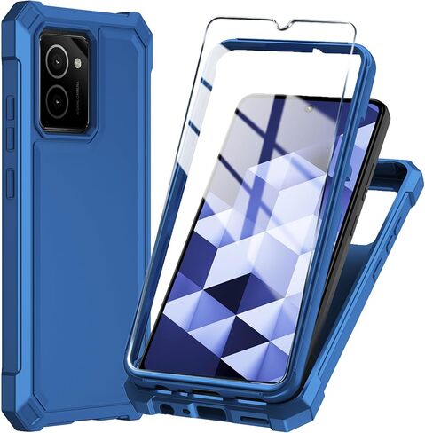 for HMD Vibe Phone Case with Tempered Glass Screen Protector,Slim Soft Silicone Full-Body Protective Cover (HMD Vibe,Blue) in Kuwait