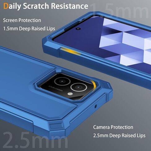 for HMD Vibe Phone Case with Tempered Glass Screen Protector,Slim Soft Silicone Full-Body Protective Cover (HMD Vibe,Blue) in Kuwait