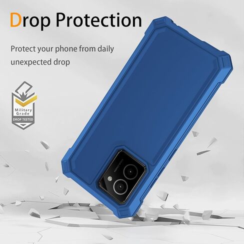 for HMD Vibe Phone Case with Tempered Glass Screen Protector,Slim Soft Silicone Full-Body Protective Cover (HMD Vibe,Blue) in Kuwait