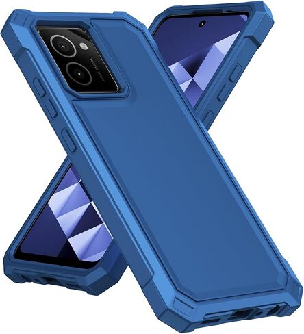 for HMD Vibe Phone Case with Tempered Glass Screen Protector,Slim Soft Silicone Full-Body Protective Cover (HMD Vibe,Blue) in Kuwait