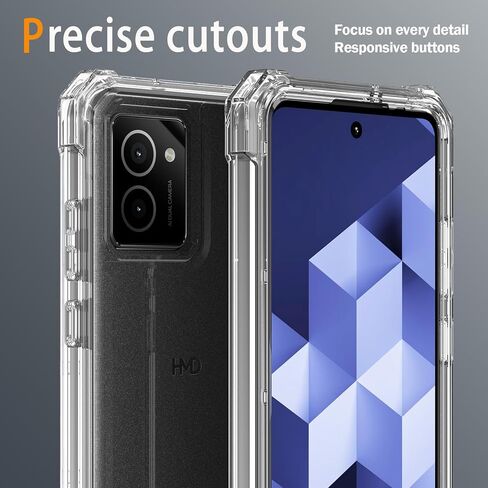 for HMD Vibe Phone Case with Tempered Glass Screen Protector,Slim Soft Silicone Full-Body Protective Cover (HMD Vibe,Blue) in Kuwait