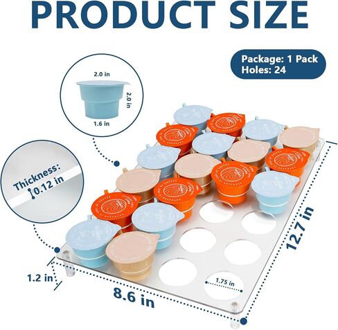K-Cup Holder Drawer for 24 Coffee Pods Storage, Acrylic K Cup Organize for Drawer or Countertop Storage, Clear K-Cup Organizer Tray for Office & Kitchen(24 Holes, 1 Pack) in Saudi Arabia