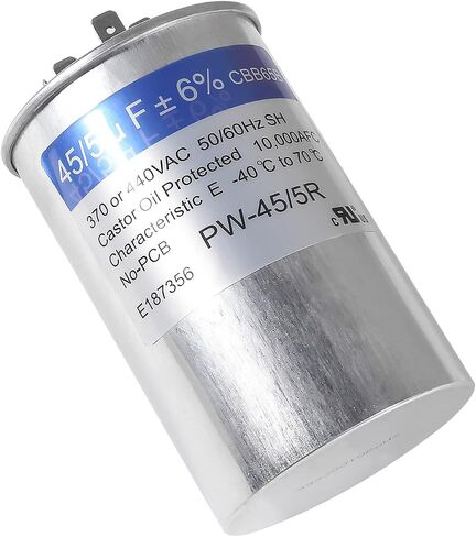 2Pack 35+5uF 35 5 MFD ±6% 370V/440V CBB65 Dual Run Circular Start Capacitor for Fan Motor Blower Condenser in Air Handler Straight Cool Heat Pump Air Conditioner Furnace Pool Pump in Saudi Arabia
