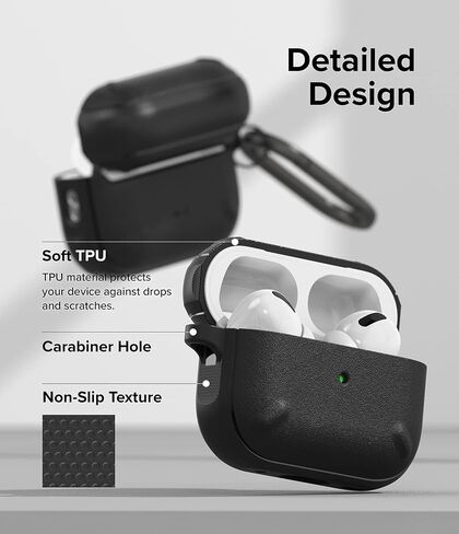 Ringke Onyx [Feels Good in The Hand] Compatible with AirPods Pro 2nd Generation Case, Anti-Fingerprint Technology Prevents Oily Smudges Non-Slip Enhanced Grip - Black in Kuwait