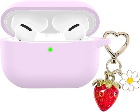 for Airpods Pro 2nd Generation Case Cover with Cute Strawberry Charm Keychain,Airpod Pro 2 Case Kawaii Heart Flower Daisy Key Chains for Apple Airpods Pro Gen 2 Charging Case Cover Sky Blue in Saudi Arabia